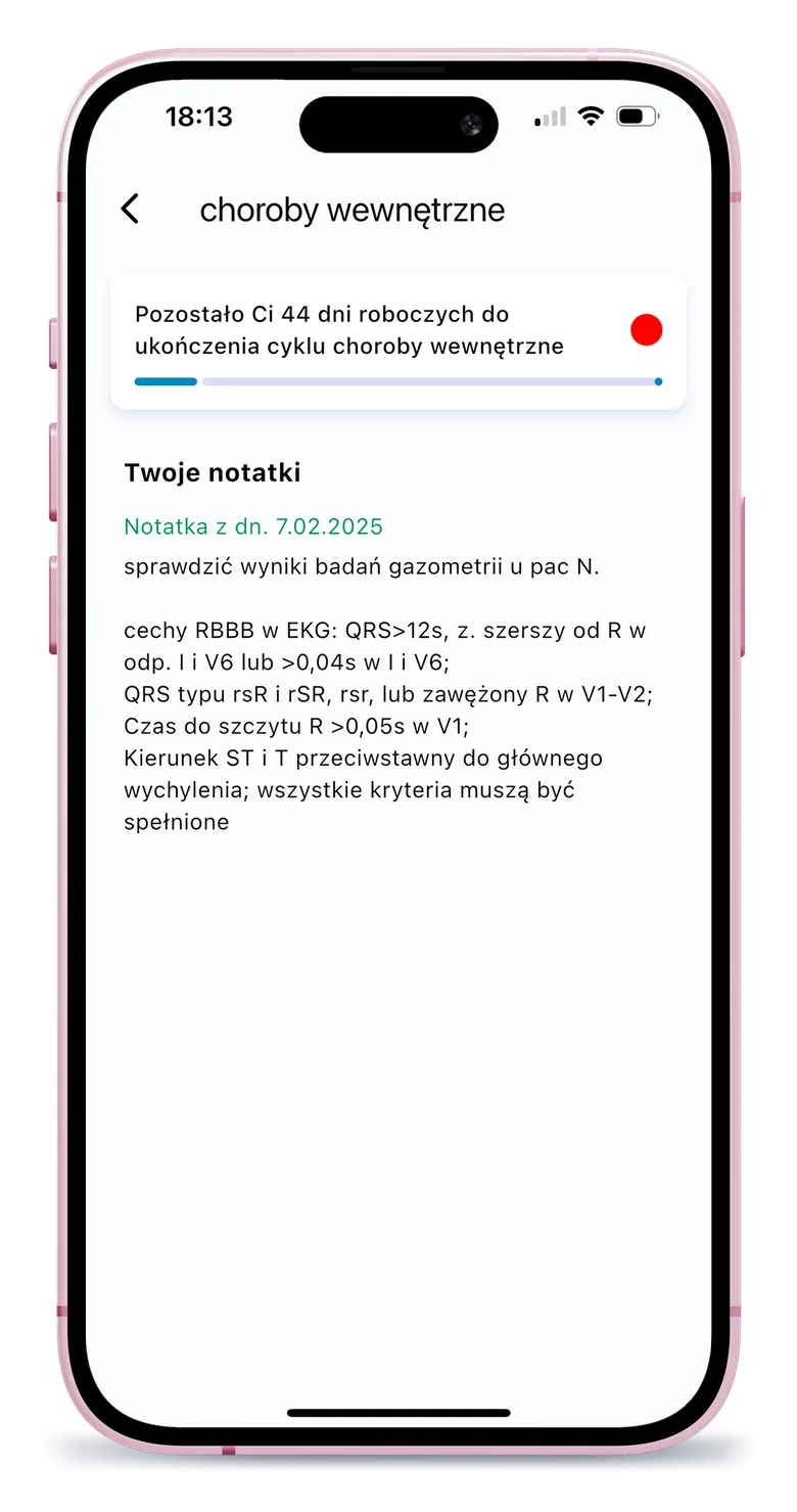 Pasek postępu i licznik dni przy stażu cząstkowym
